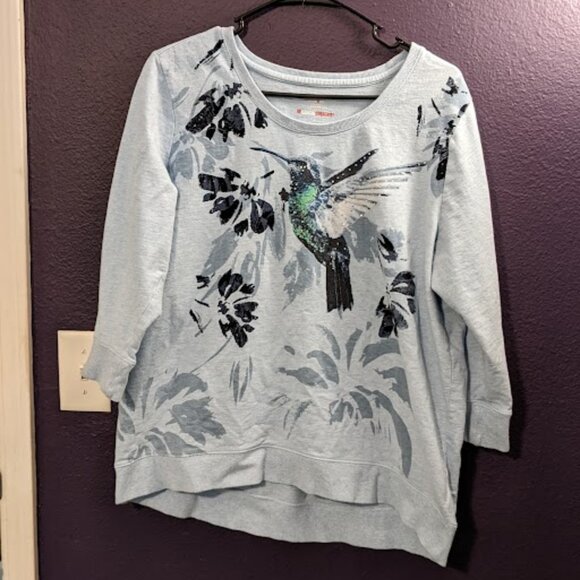 Style and Co. Humming Bird Sweatshirt size Large - Picture 1 of 11